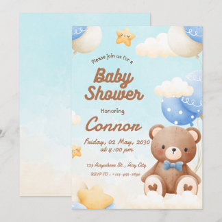 Convite de Churrasco de Bebê Urso Fofo Marrom