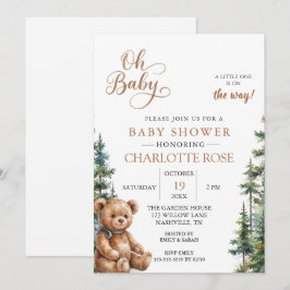 Convite de Churrasco de Bebê Urso Teddy da Florest