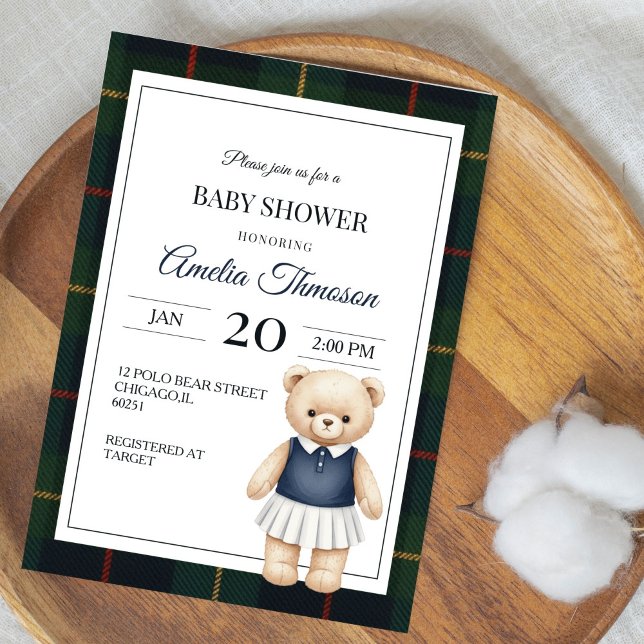 Convite de Churrasco de Bebê Urso Teddy de Luxo Ch (Criador carregado)