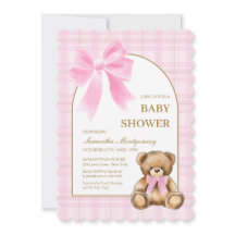 Convite de Churrasco de Bebê Urso Teddy Elegante R