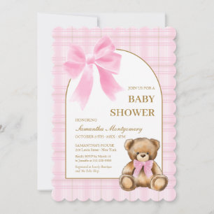 Convite de Churrasco de Bebê Urso Teddy Elegante R