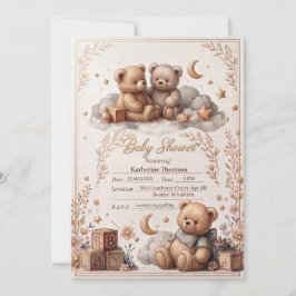 Convite de Churrasco de Bebê Urso Teddy Fofo