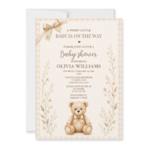 Convite de Churrasco de Bebê Urso Teddy Neutro