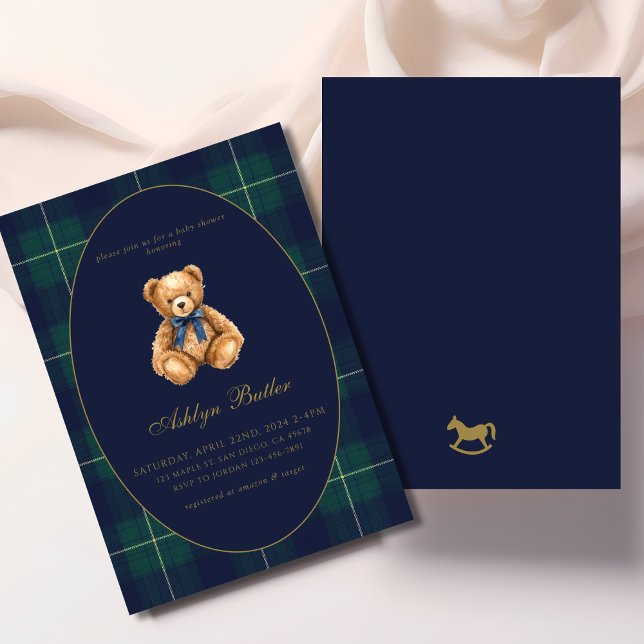 Convite de Churrasco de Bebê Urso Teddy Polo Vinta (Criador carregado)