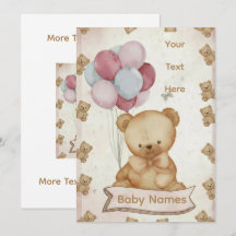 Convite de Churrasco de Bebê Urso Teddy Vintage