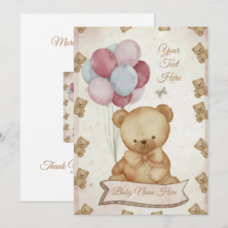 Convite de Churrasco de Bebê Urso Teddy Vintage