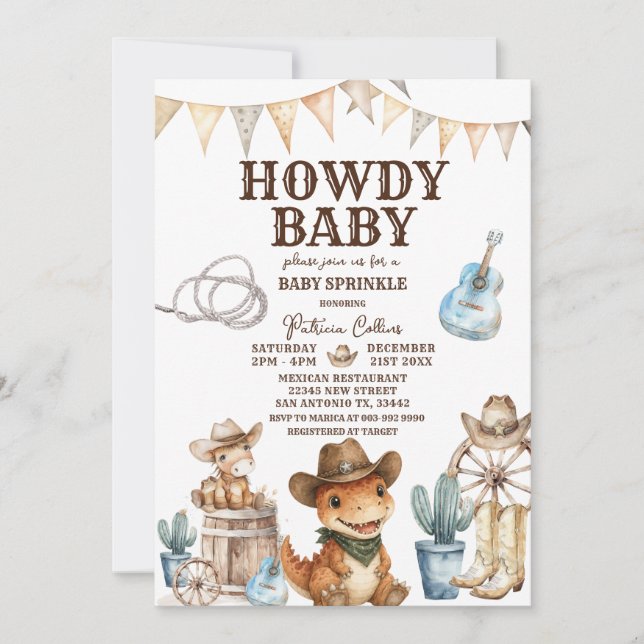 Convite de Churrasco de Bebê Western 'Howdy Baby' (Frente)