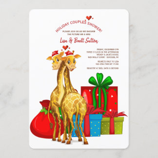 Convite de Churrasco de Casais de Natal Girafas
