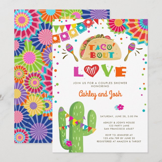 Convite de Churrasco de Casais Taco Bout Love Fies (Frente/Verso)