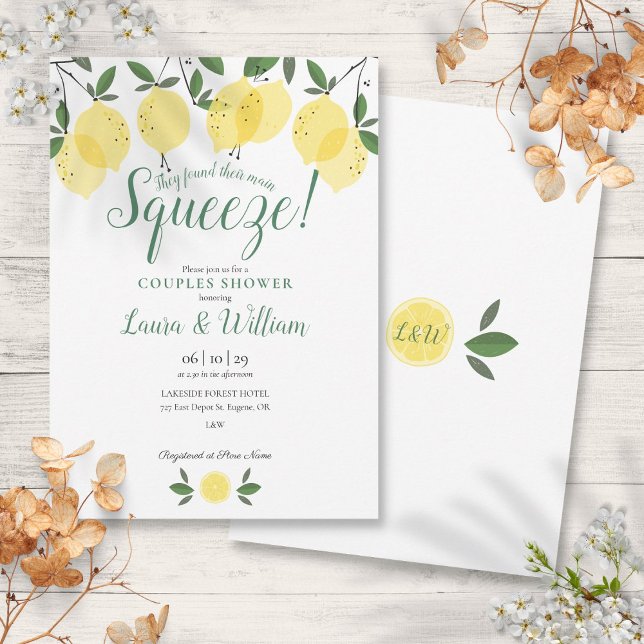 Convite de Churrasco de Casal Main Squeeze Lemons (Main Squeeze Lemons Couples Shower Invitation)