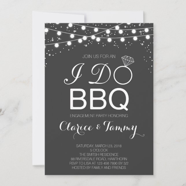 Convite de Churrasco de Casamento / Festa de Engaj (Frente)