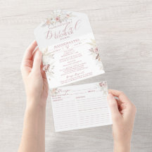 Convite de Churrasco de Noiva Flor Rosa Pó Tudo em