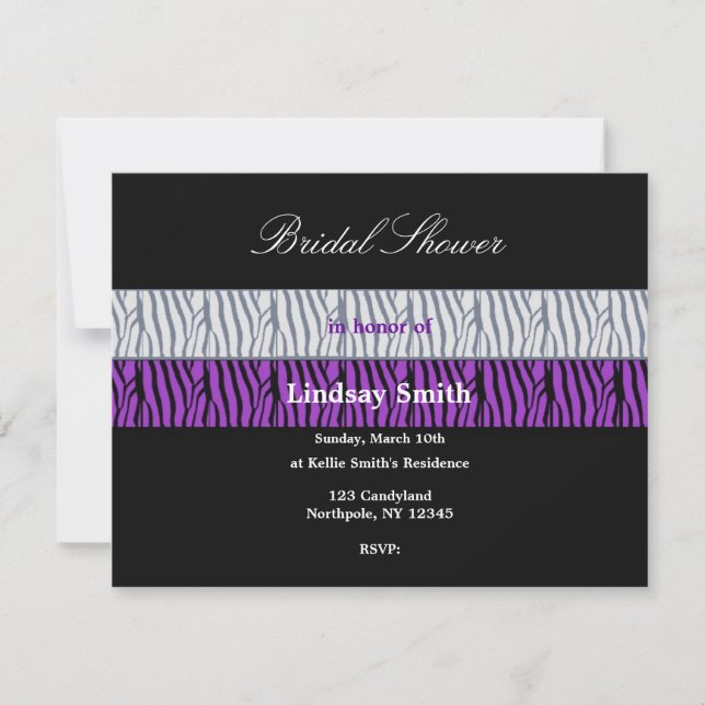 Convite de Churrasco de Noiva Roxo e Preto Elegant (Frente)
