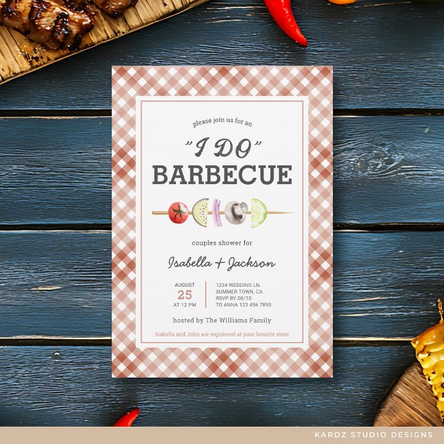 Convite de Churrasco de Noivado I DO (Personalize with your info, choose corner and paper style.)
