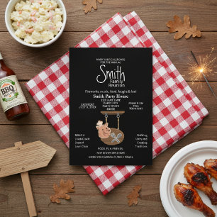 Convite de Churrasco de Porco para Reunião de Famí