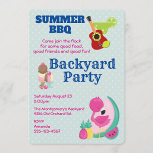 Convite de Churrasco de Sorvete de Flamingo Rosa