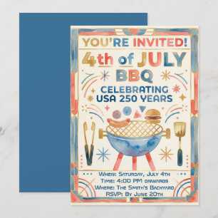 Convite de Churrasco do 4 de Julho – EUA 250 Anos