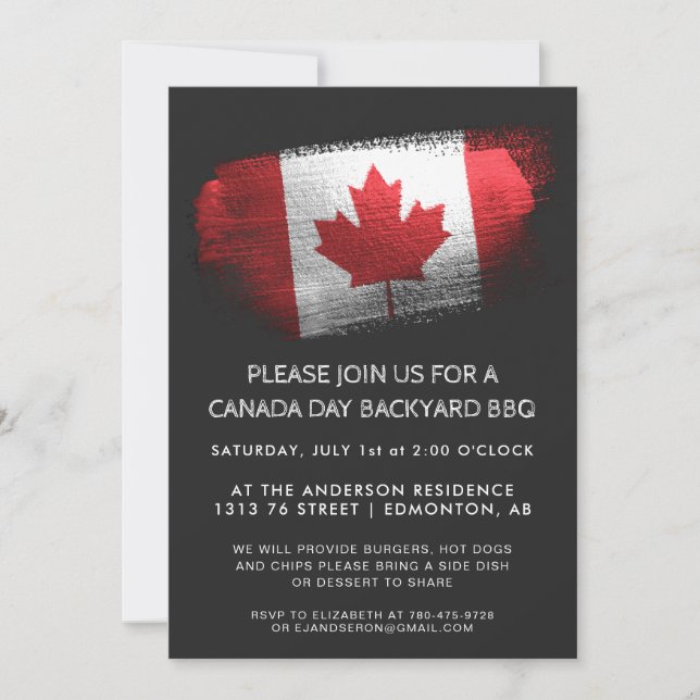 Convite de Churrasco do Dia do Canadá com Pincelad (Frente)