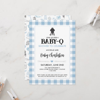 Convite de Churrasco para Baby Shower do Bebê Azul