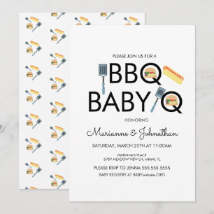 Convite de Churrasco para Chá de Bebê Pixel Baby Q
