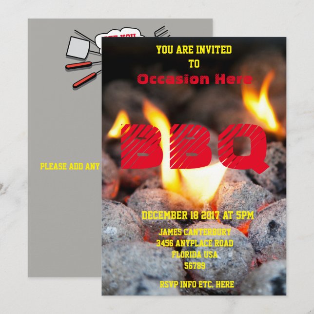 Convite de churrasco para qualquer ocasião - (Frente/Verso)