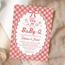 Convite de Churrasco Vermelho Baby-Q Chá de Bebê