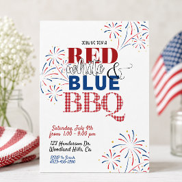 Convite de Churrasco Vermelho, Branco e Azul | 4 d