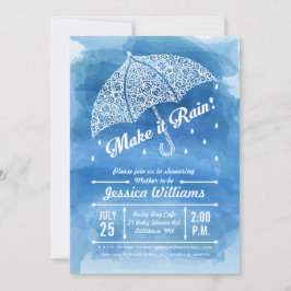 Convite de Chuva Aquarela Chuveiro Azul