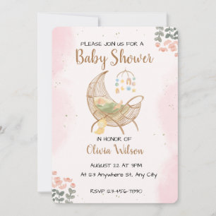 Convite de Chuva de Bebê Boho Aquarela Lua