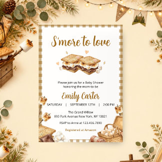 Convite de Chuvá de Bebê 'Mais Amor para S'more' d
