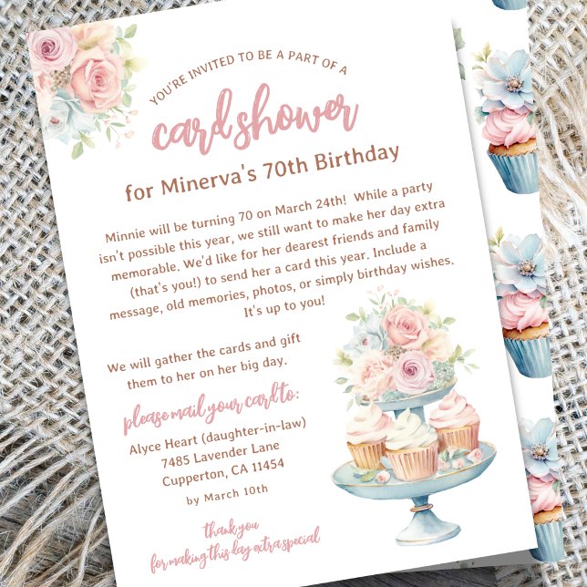 Convite de Chuva de Cartões de Aniversário de 70 A (Criador carregado)