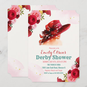 Convite de Chuva de Derby Floral de Chapéu de Aqua