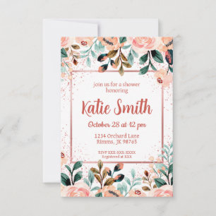 Convite de Chuva de Flores em Rose Gold