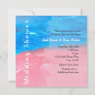 CONVITE DE CHUVA DE NOIVA Aquarela Azul e Rosa