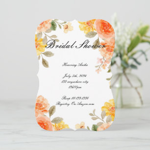 CONVITE DE CHUVA DE NOIVA BOTÂNICO FLORAL LARANJA