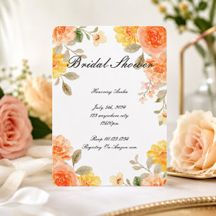 CONVITE DE CHUVA DE NOIVA BOTÂNICO FLORAL LARANJA