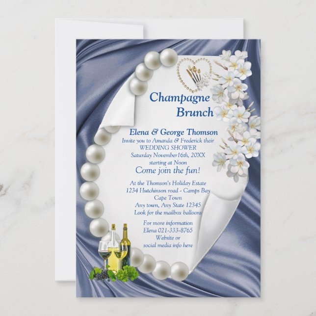 Convite de Chuva de Presentes de Casamento Azul, V (Frente)