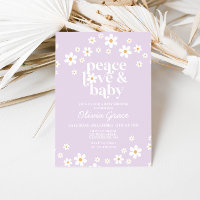 Convite de Chuvada de Bebê Amor Paz Lilás Margarid