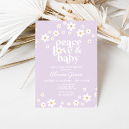 Convite de Chuvada de Bebê Amor Paz Lilás Margarid