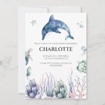 Convite de Chuvada de Bebê Aquarela Debaixo do Mar