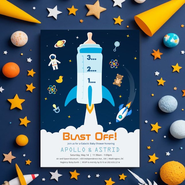 Convite de Chuvada de Bebê Astronauta Espacial (Criador carregado)