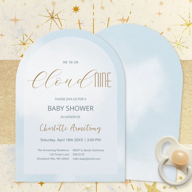 Convite de Chuvada de Bebê Azul Celestial Cloud 9 (Cloud 9 Celestial Blue Baby Shower Invitation ©Susanne Sachers - Sunny Mind 🌞)