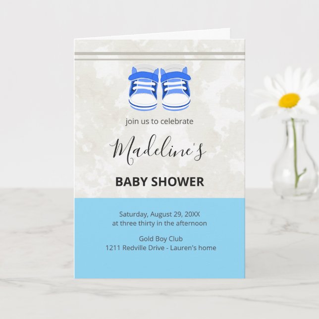 Convite de Chuvada de Bebê Azul Fofo – Personalizá (Planta pequena)
