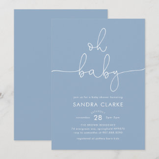 Convite de Chuvada de Bebê Azul Minimalista Modern