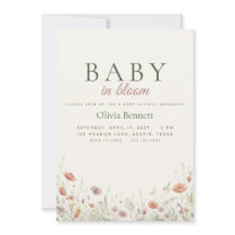 Convite de Chuvada de Bebê Baby in Bloom com Flor