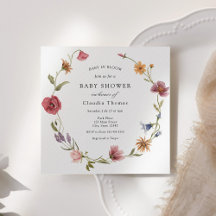 Convite de Chuvada de Bebê Baby in Bloom Wildflowe