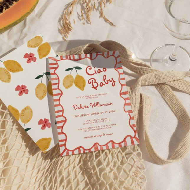 Convite de Chuvada de Bebê Baby Lemon (Whimsical Lemon Baby Shower Invite)