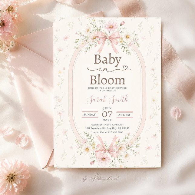 Convite de Chuvada de Bebê Bebê em Flor (Criador carregado)