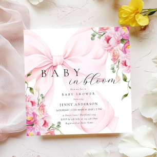 Convite de Chuvada de Bebê Bebê em Flor com Laço R