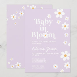 Convite de Chuvada de Bebê Bebê em Flor roxa Daisy